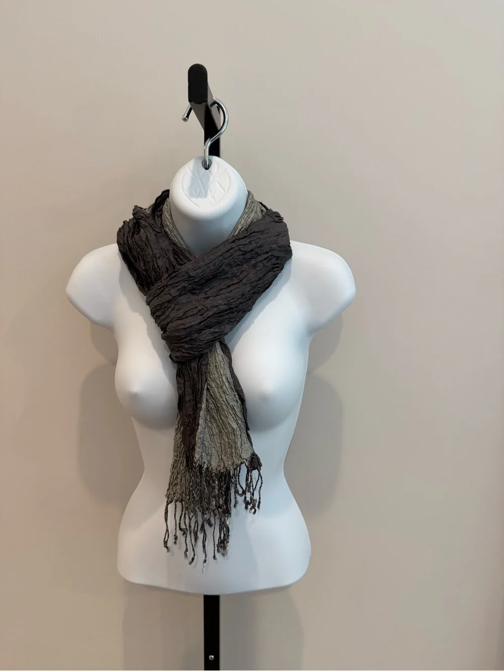 Eileen Fisher Silk Crinkled Two-Tone Grey Women's Scarf